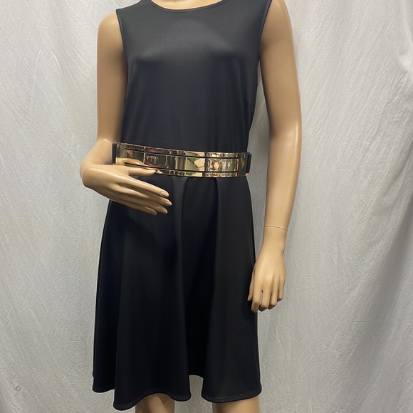 Source Unknown Accessories Womens Black Gold Bar Accent Belt New